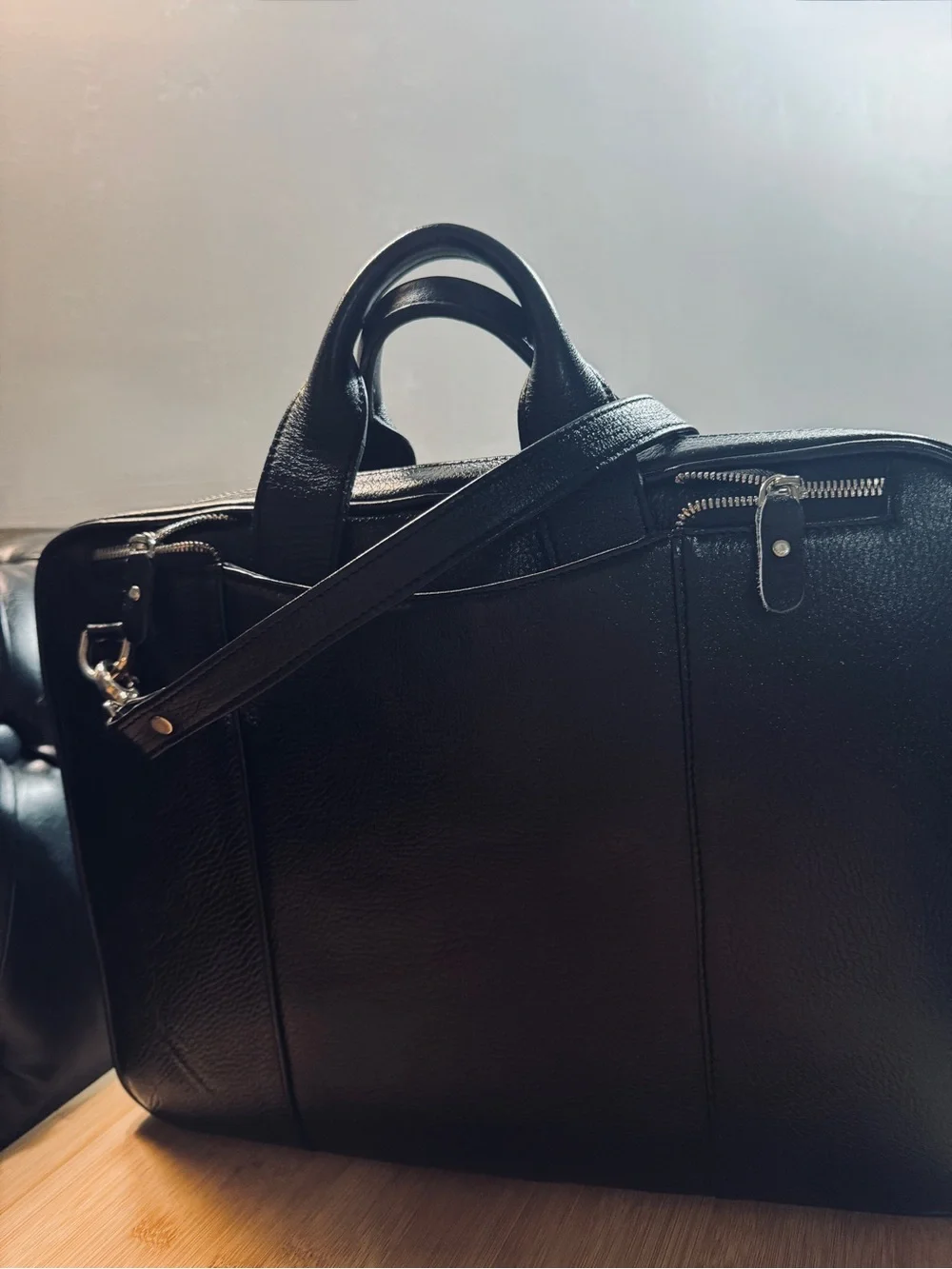 Luxury Genuine leather Business Bag set + watch